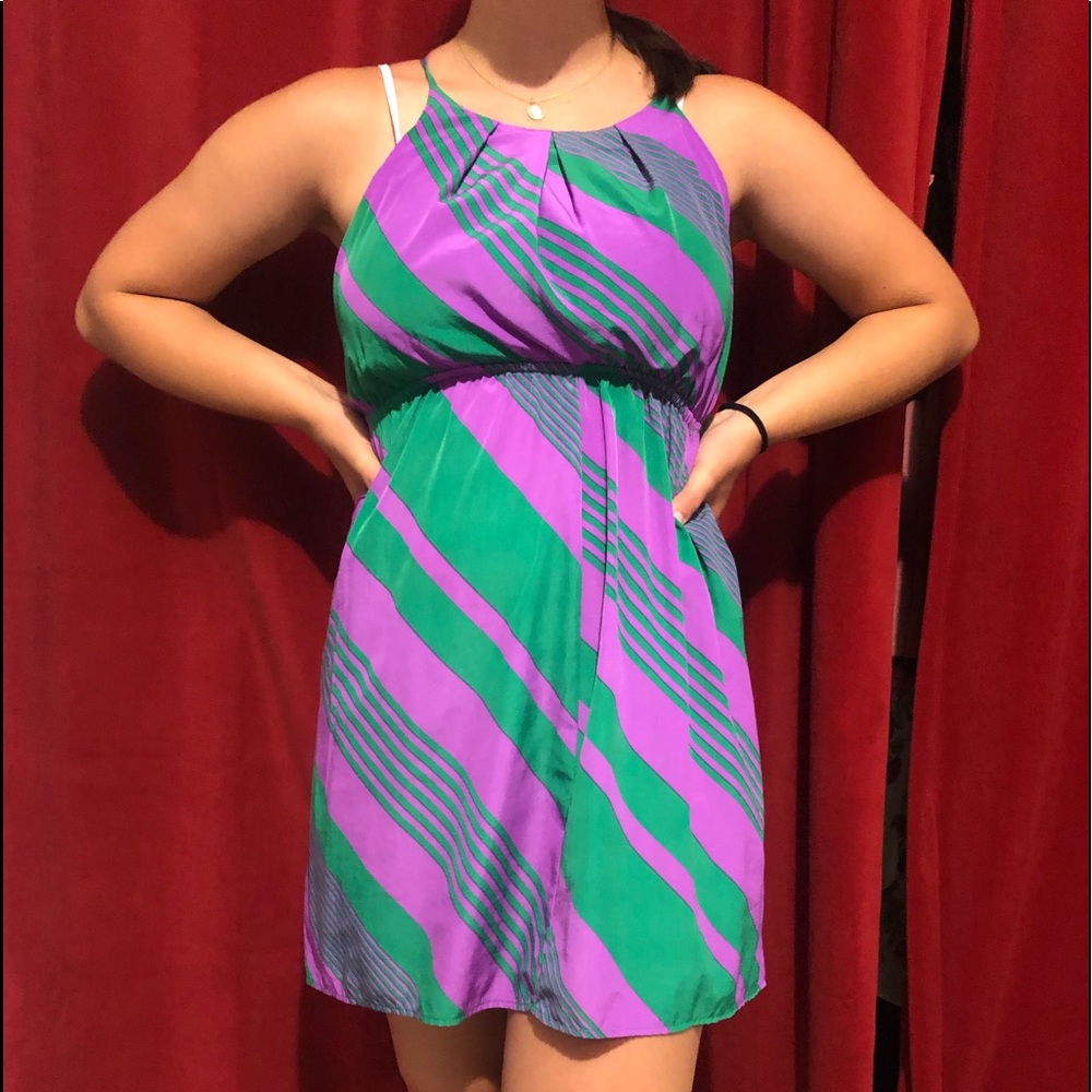 Purple and Green Tunic Dress